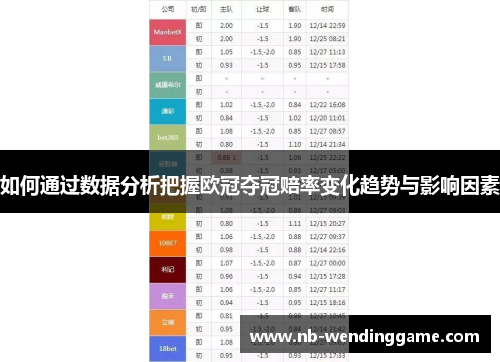 如何通过数据分析把握欧冠夺冠赔率变化趋势与影响因素